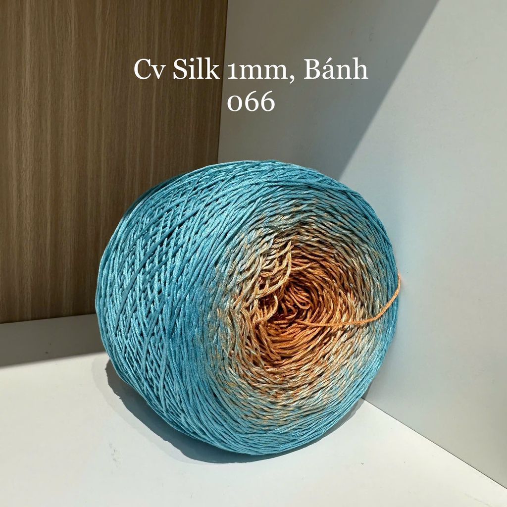 Cầu vồng sợi Silk, cỡ 1.0mm, 300g, dòng bánh, đan móc áo, váy, khăn