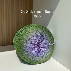 Cầu vồng sợi Silk, cỡ 1.0mm, 300g, dòng bánh, đan móc áo, váy, khăn