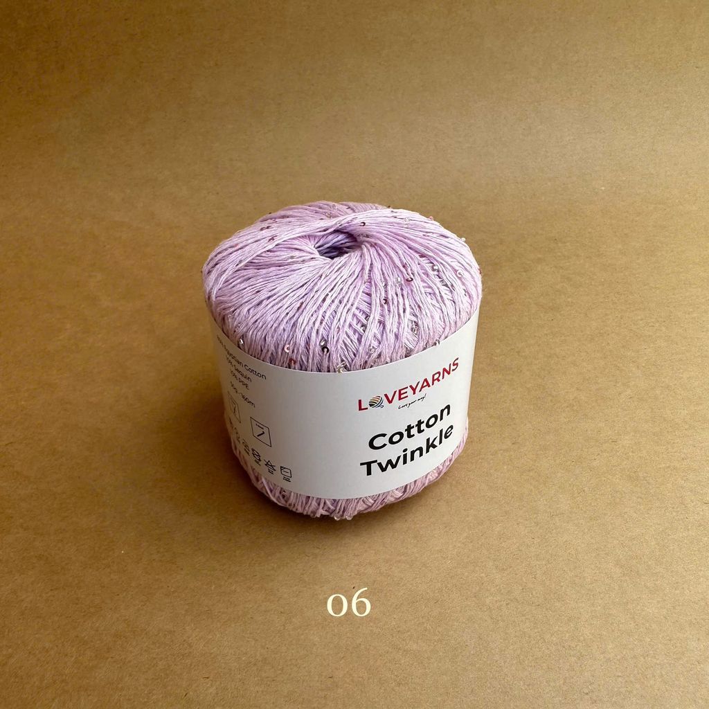 Sợi lấp lánh Cotton Twinkle nhập từ Loveyarns, đan móc áo, váy, khăn