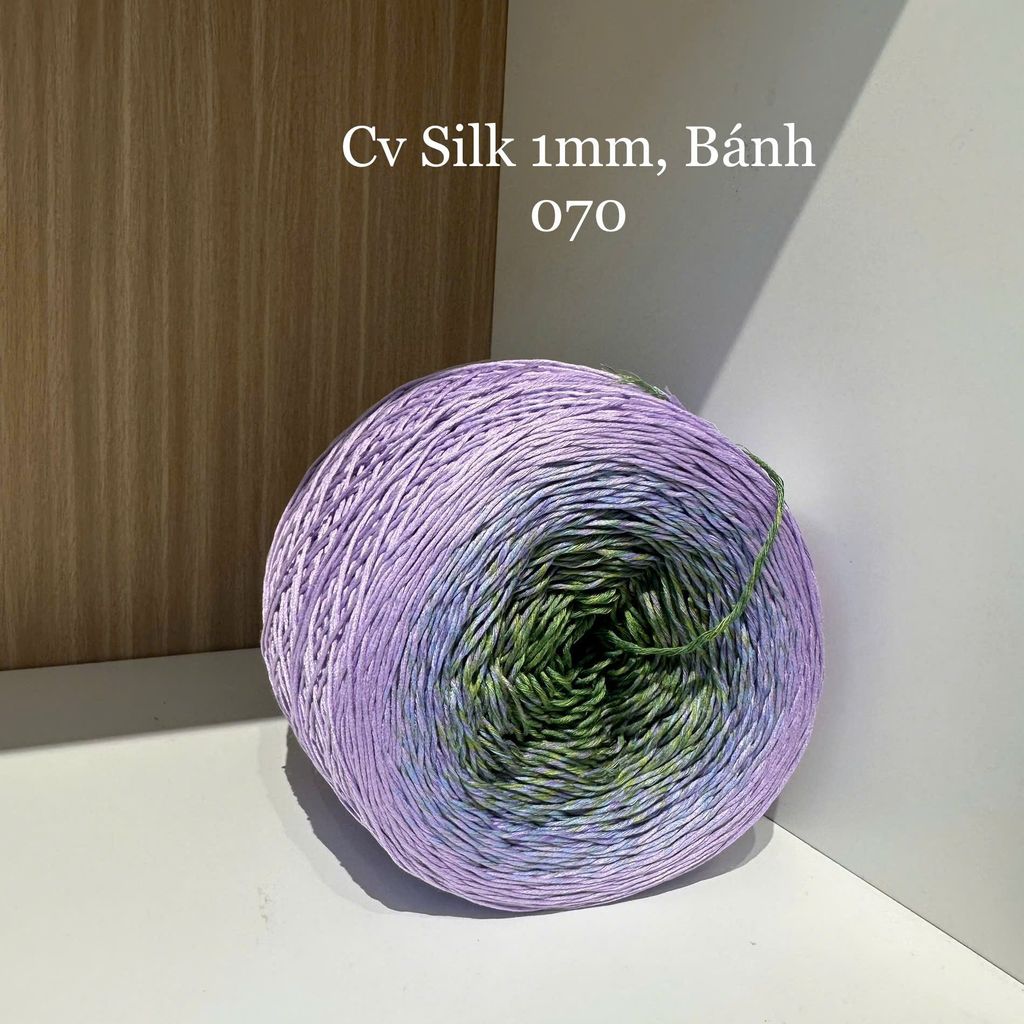 Cầu vồng sợi Silk, cỡ 1.0mm, 300g, dòng bánh, đan móc áo, váy, khăn