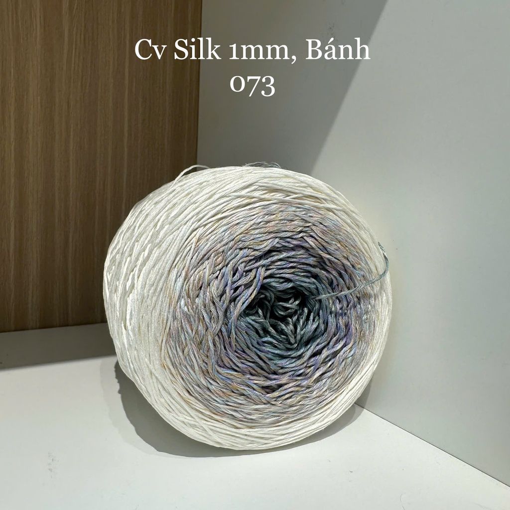 Cầu vồng sợi Silk, cỡ 1.0mm, 300g, dòng bánh, đan móc áo, váy, khăn