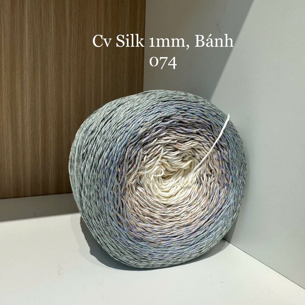 Cầu vồng sợi Silk, cỡ 1.0mm, 300g, dòng bánh, đan móc áo, váy, khăn