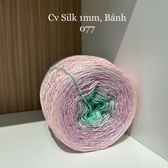 Cầu vồng sợi Silk, cỡ 1.0mm, 300g, dòng bánh, đan móc áo, váy, khăn