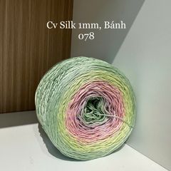 Cầu vồng sợi Silk, cỡ 1.0mm, 300g, dòng bánh, đan móc áo, váy, khăn