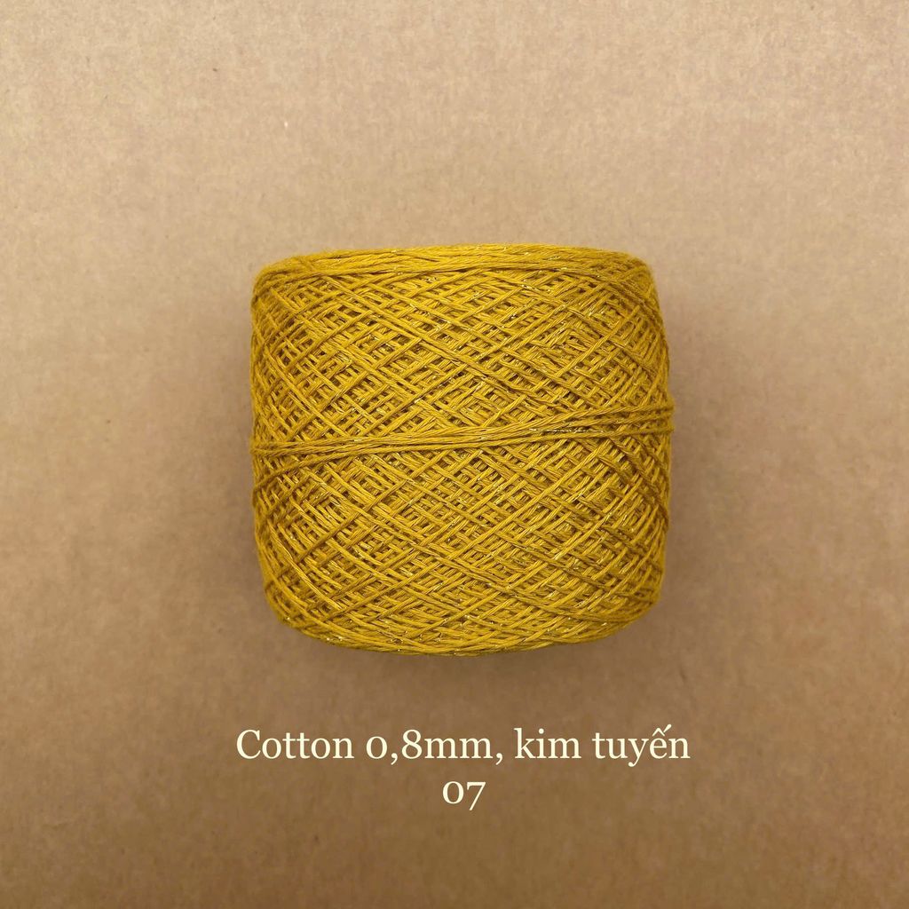 Sợi Cotton 0.8mm, kim tuyến, đan móc áo, váy, khăn