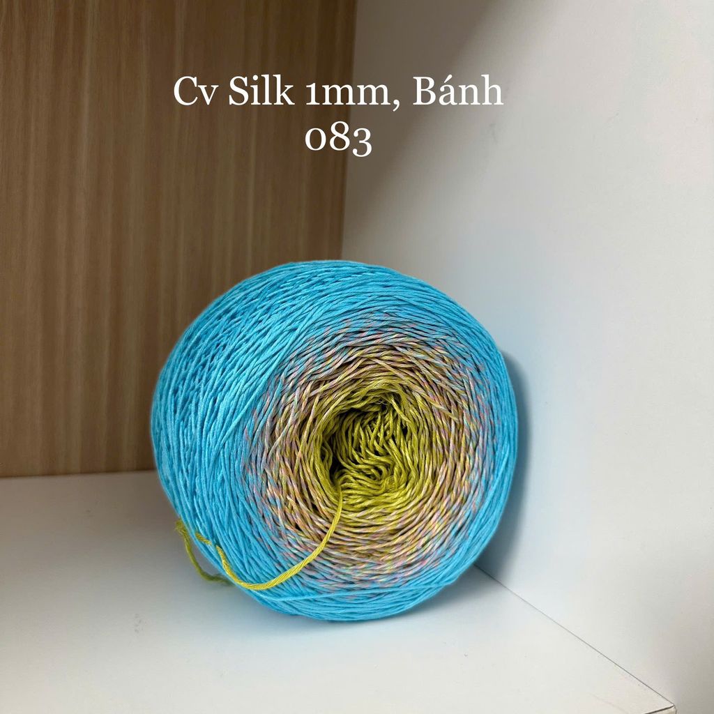 Cầu vồng sợi Silk, cỡ 1.0mm, 300g, dòng bánh, đan móc áo, váy, khăn