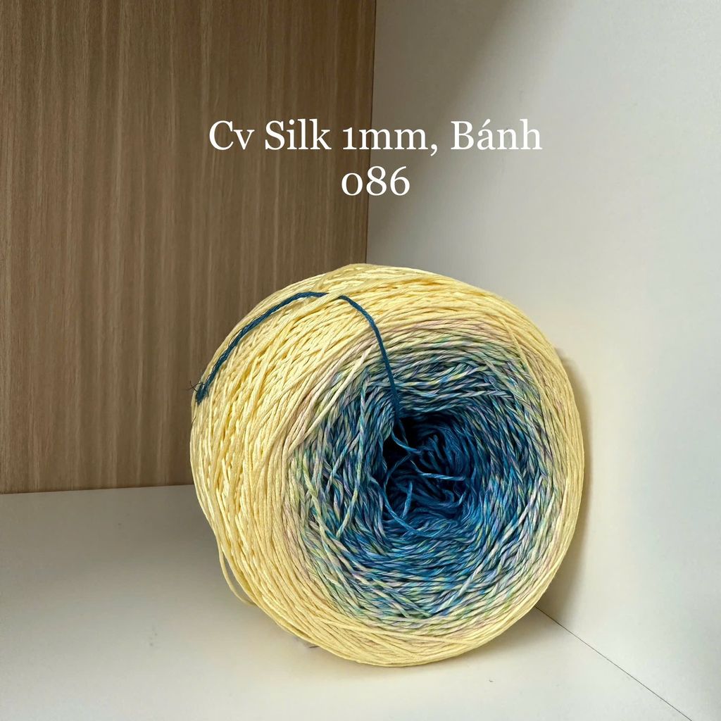 Cầu vồng sợi Silk, cỡ 1.0mm, 300g, dòng bánh, đan móc áo, váy, khăn