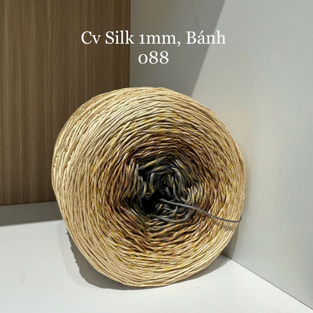 Cầu vồng sợi Silk, cỡ 1.0mm, 300g, dòng bánh, đan móc áo, váy, khăn