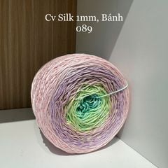 Cầu vồng sợi Silk, cỡ 1.0mm, 300g, dòng bánh, đan móc áo, váy, khăn