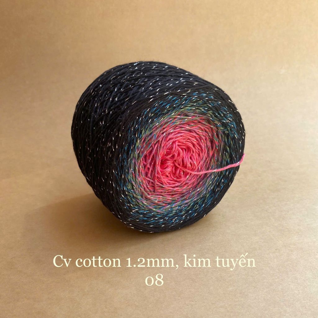 Sợi cầu vồng Cotton 1.2mm, kim tuyến