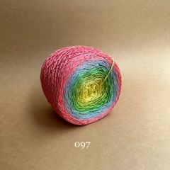 Cầu vồng sợi Silk, cỡ 1.0mm, 300g, dòng bánh, đan móc áo, váy, khăn