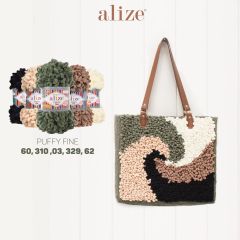 Cuộn len tết bằng tay Puffy Fine hãng Alize Yarns tết áo, khăn, vỏ gối, chăn, thảm, túi