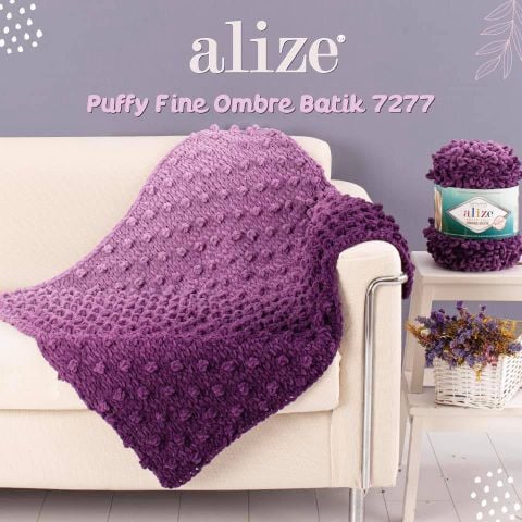 Len to Puffy Fine Ombre Batik nhập khẩu từ Alize Yarns tết chăn, nón, áo, thảm