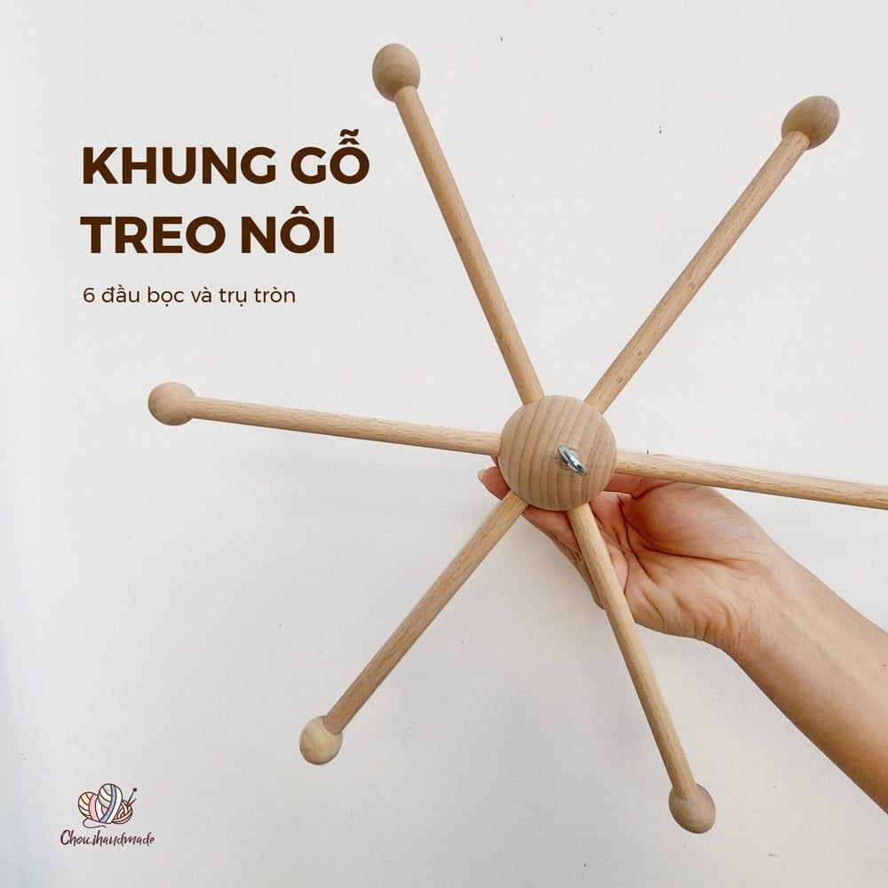 Bộ khung gỗ treo nôi, dùng để đan móc đồ dùng nội thất, Chouihandmade