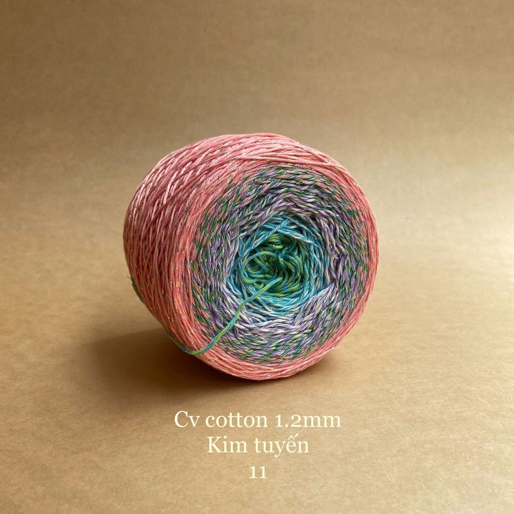 Sợi cầu vồng Cotton 1.2mm, kim tuyến