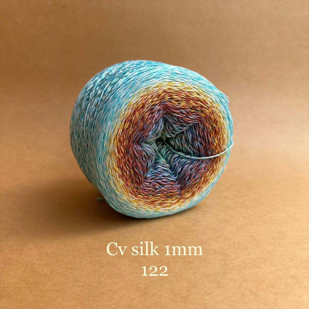 Cầu vồng sợi Silk, cỡ 1.0mm, 300g, dòng bánh, đan móc áo, váy, khăn