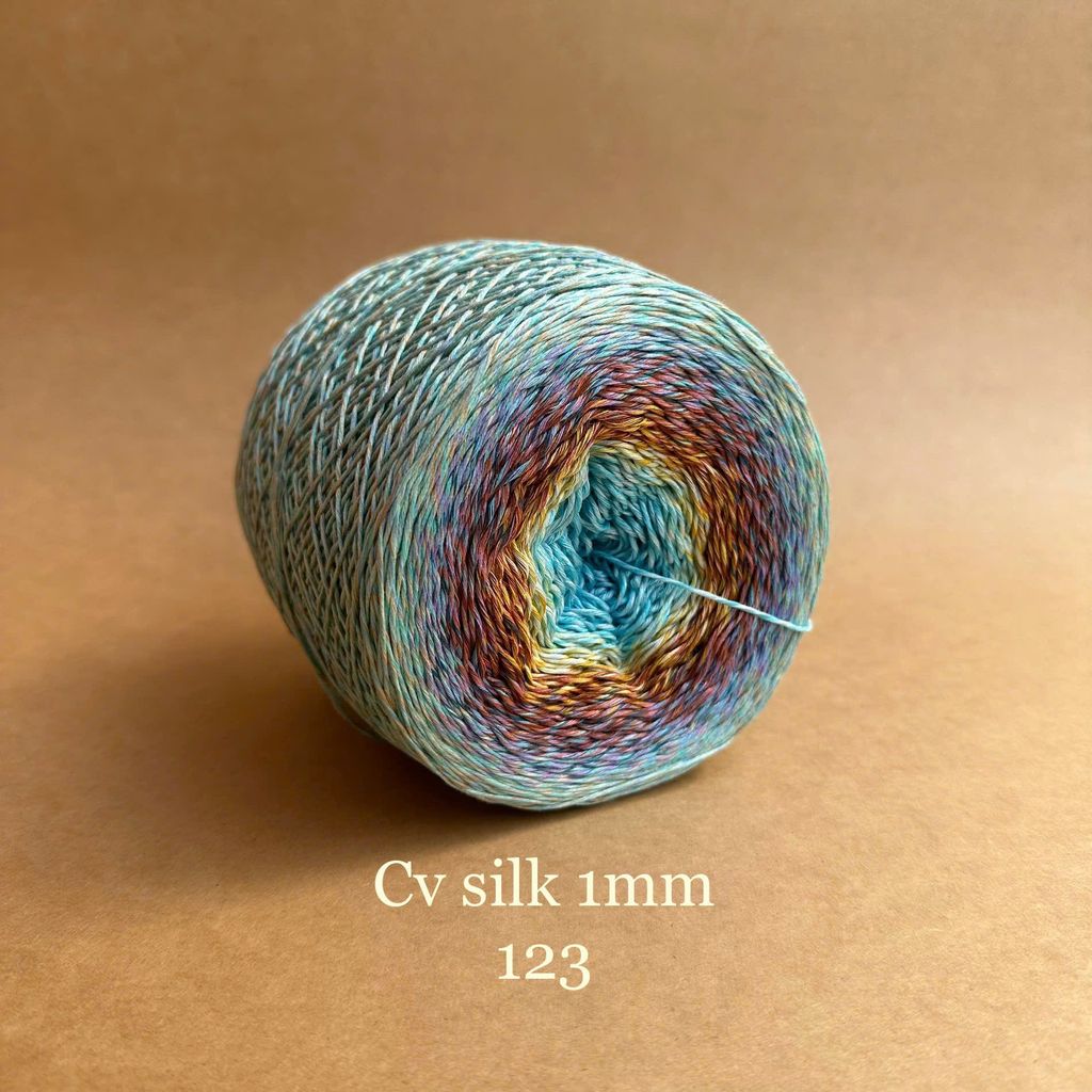 Cầu vồng sợi Silk, cỡ 1.0mm, 300g, dòng bánh, đan móc áo, váy, khăn