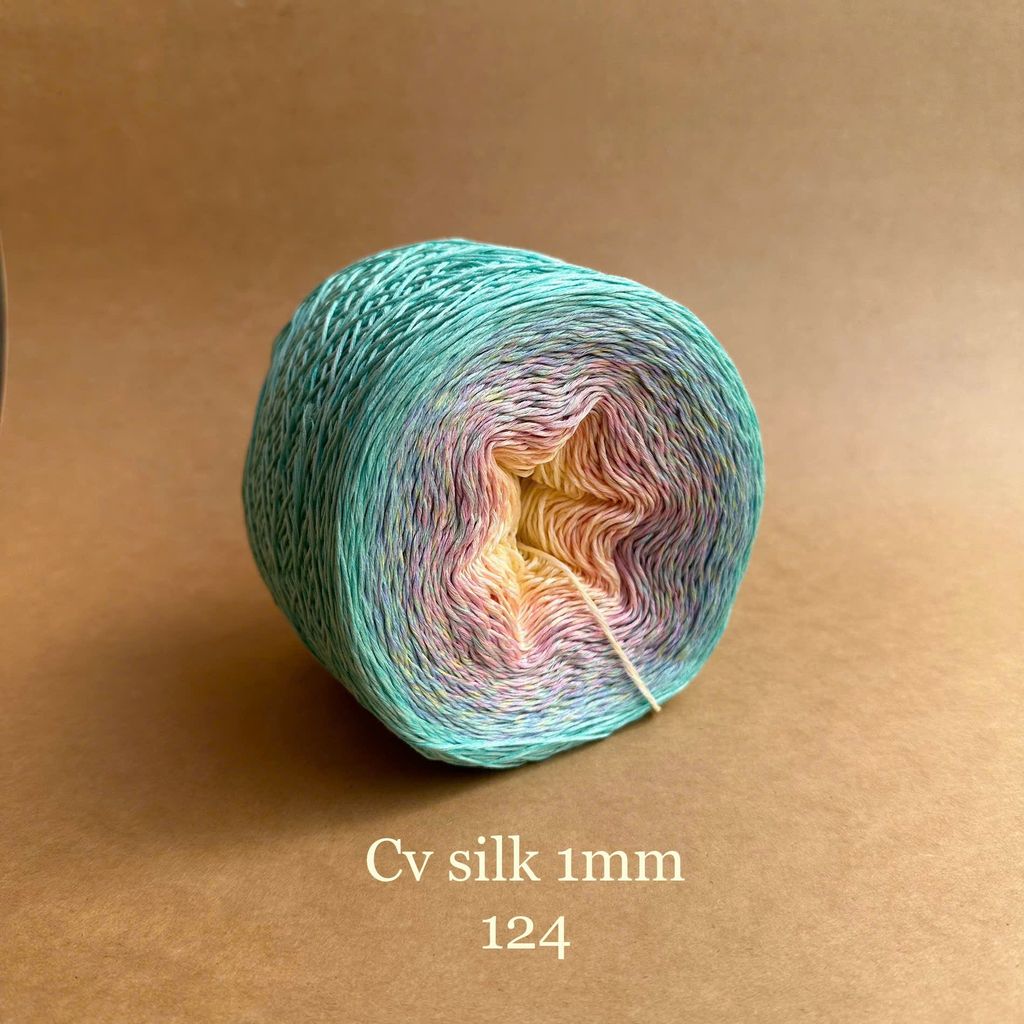 Cầu vồng sợi Silk, cỡ 1.0mm, 300g, dòng bánh, đan móc áo, váy, khăn