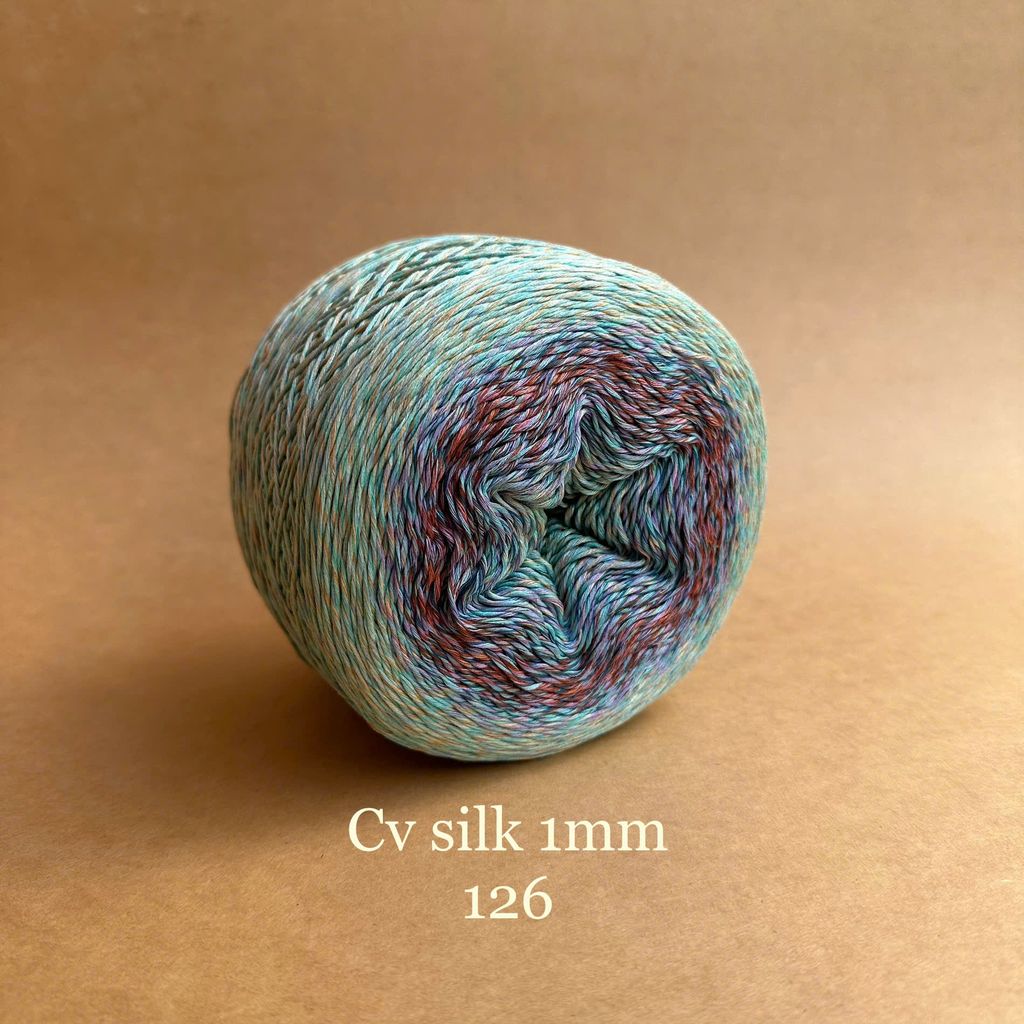 Cầu vồng sợi Silk, cỡ 1.0mm, 300g, dòng bánh, đan móc áo, váy, khăn
