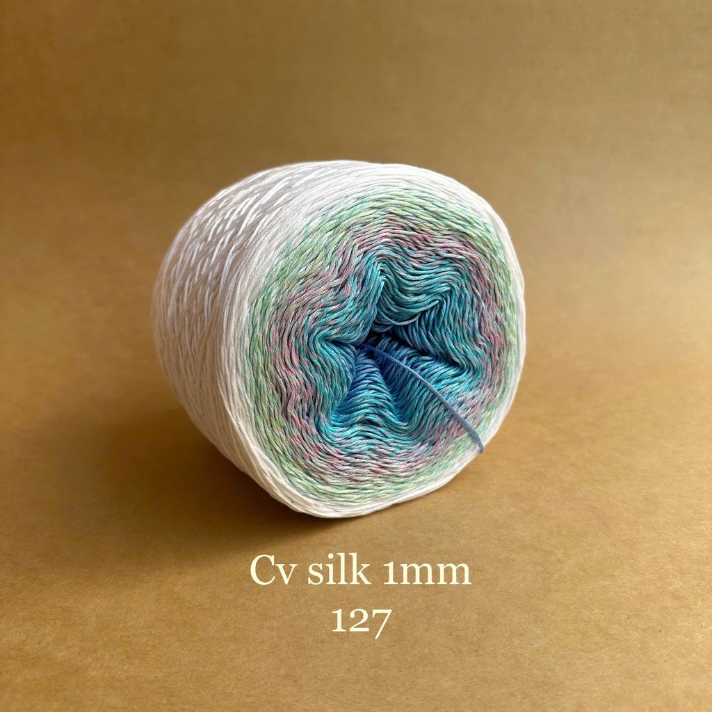 Cầu vồng sợi Silk, cỡ 1.0mm, 300g, dòng bánh, đan móc áo, váy, khăn