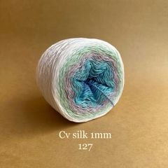 Cầu vồng sợi Silk, cỡ 1.0mm, 300g, dòng bánh, đan móc áo, váy, khăn