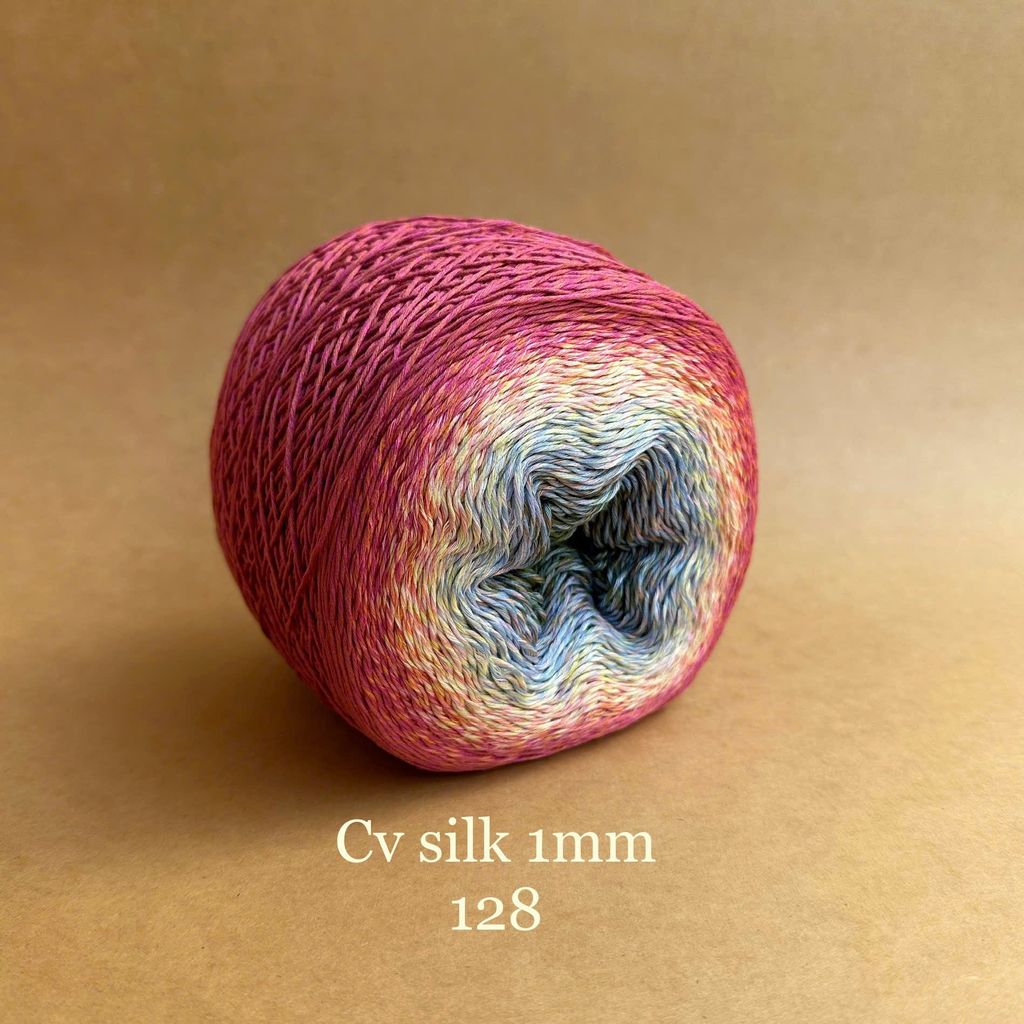 Cầu vồng sợi Silk, cỡ 1.0mm, 300g, dòng bánh, đan móc áo, váy, khăn