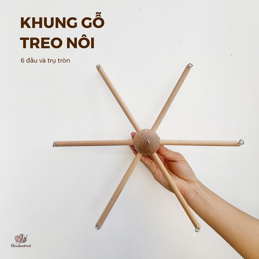Bộ khung gỗ treo nôi, dùng để đan móc đồ dùng nội thất, Chouihandmade