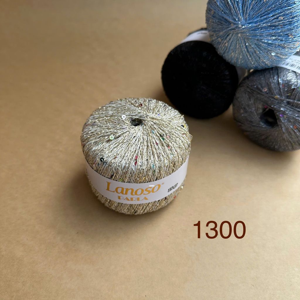Sợi lấp lánh Parla nhập từ Lanoso, đan móc áo, váy, khăn