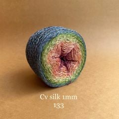 Cầu vồng sợi Silk, cỡ 1.0mm, 300g, dòng bánh, đan móc áo, váy, khăn