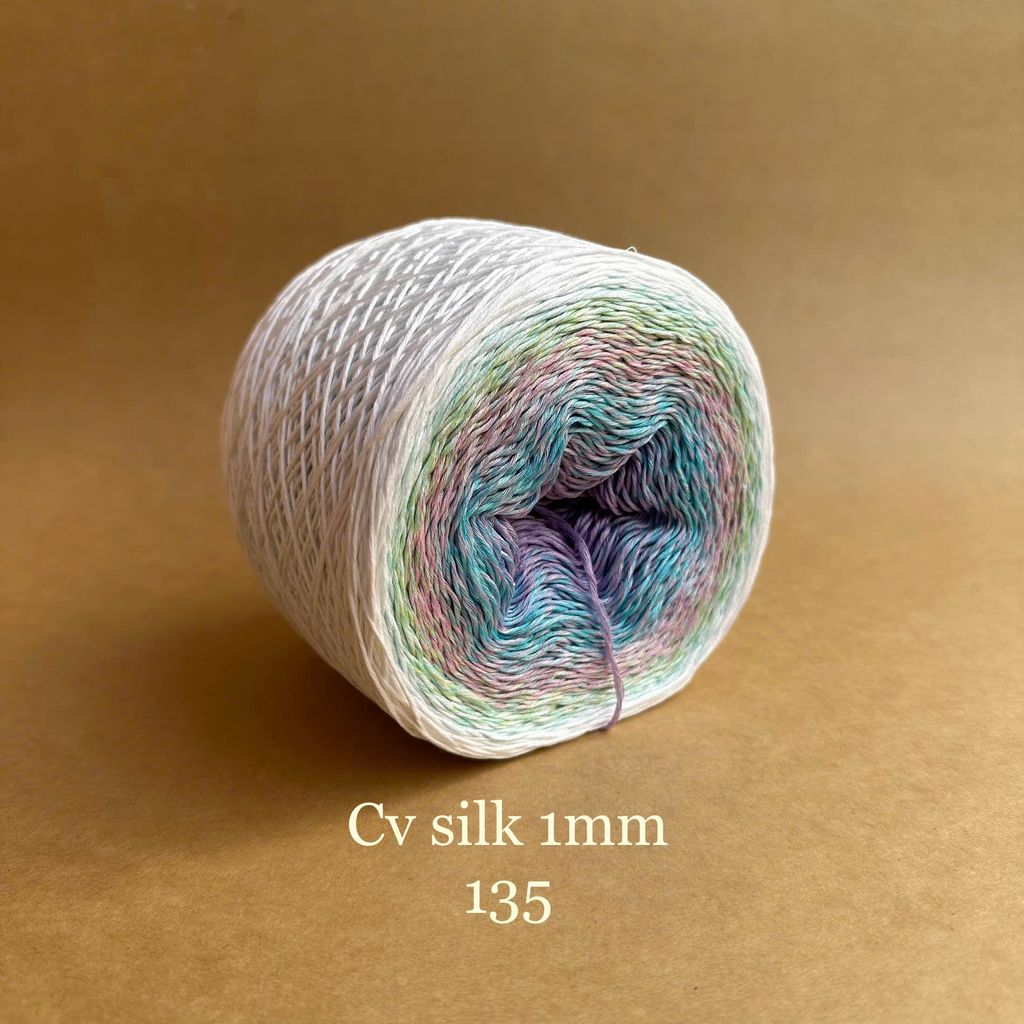 Cầu vồng sợi Silk, cỡ 1.0mm, 300g, dòng bánh, đan móc áo, váy, khăn