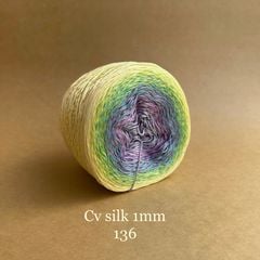 Cầu vồng sợi Silk, cỡ 1.0mm, 300g, dòng bánh, đan móc áo, váy, khăn