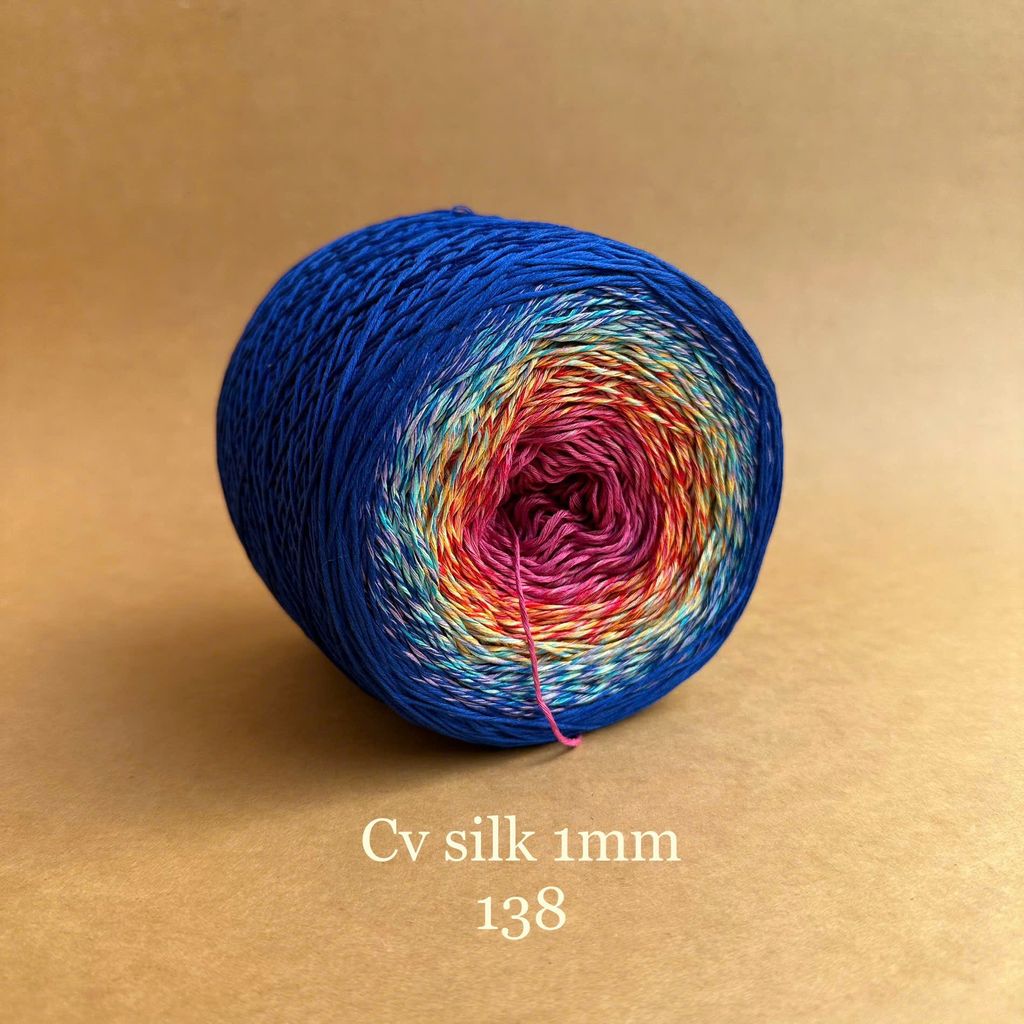 Cầu vồng sợi Silk, cỡ 1.0mm, 300g, dòng bánh, đan móc áo, váy, khăn