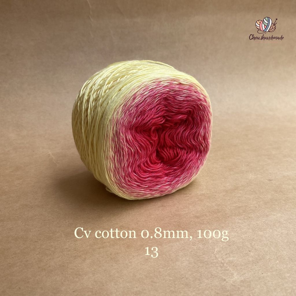 Sợi cầu vồng Cotton 0.8mm cuộn 100g, Chouihandmade, đan móc áo, váy