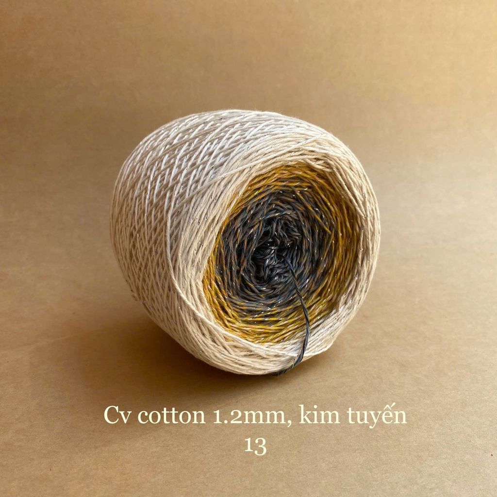 Sợi cầu vồng Cotton 1.2mm, kim tuyến