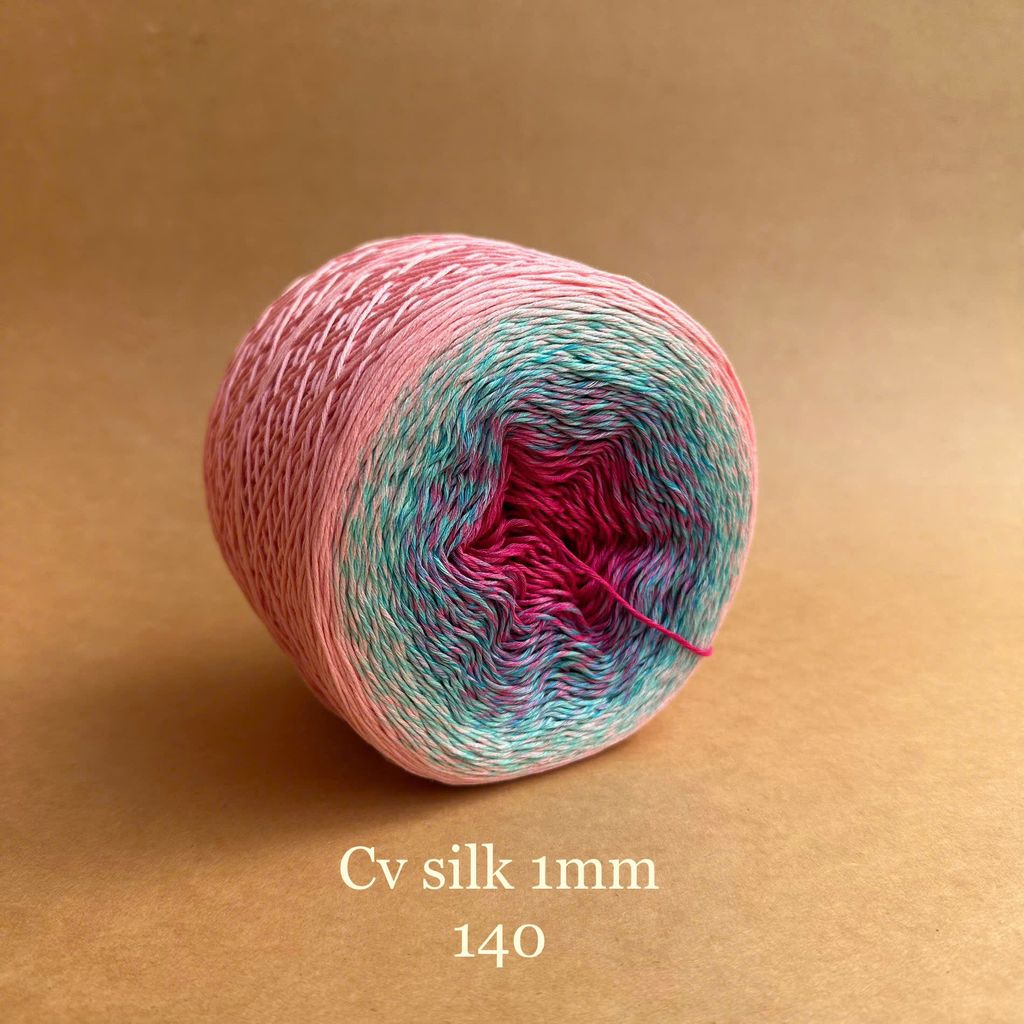 Cầu vồng sợi Silk, cỡ 1.0mm, 300g, dòng bánh, đan móc áo, váy, khăn