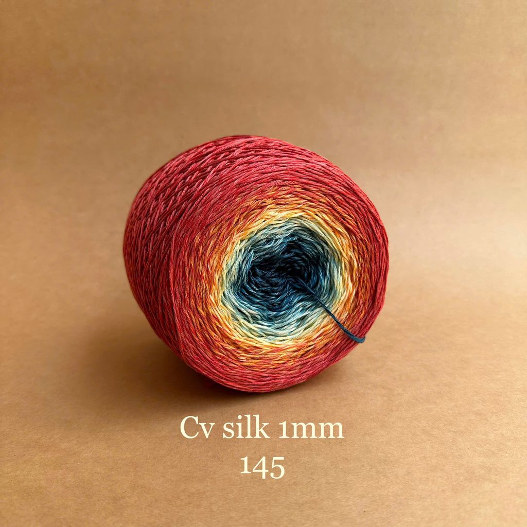 Cầu vồng sợi Silk, cỡ 1.0mm, 300g, dòng bánh, đan móc áo, váy, khăn