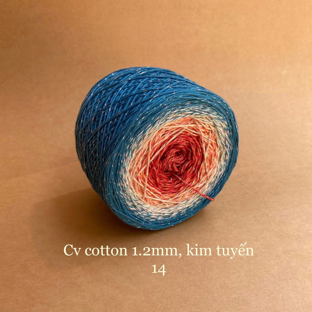 Sợi cầu vồng Cotton 1.2mm, kim tuyến