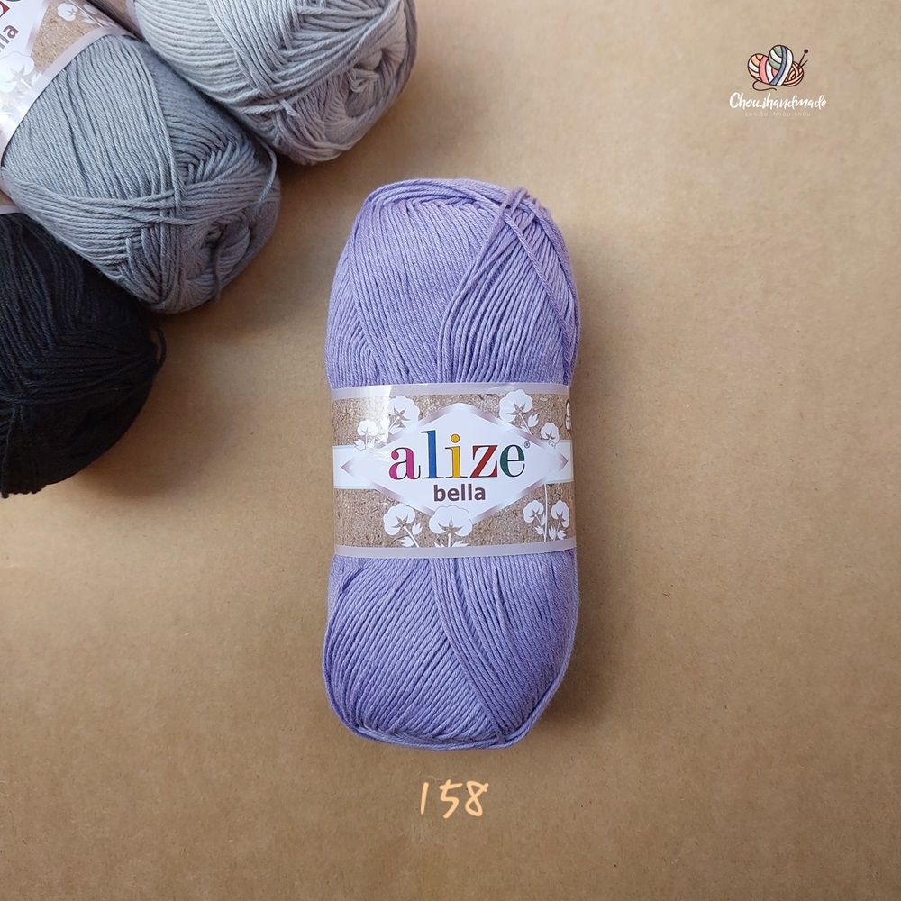 Sợi cotton hè trơn Bella nhập khẩu từ Alize Yarns đan móc áo, váy, khăn hè, mềm mại và mát