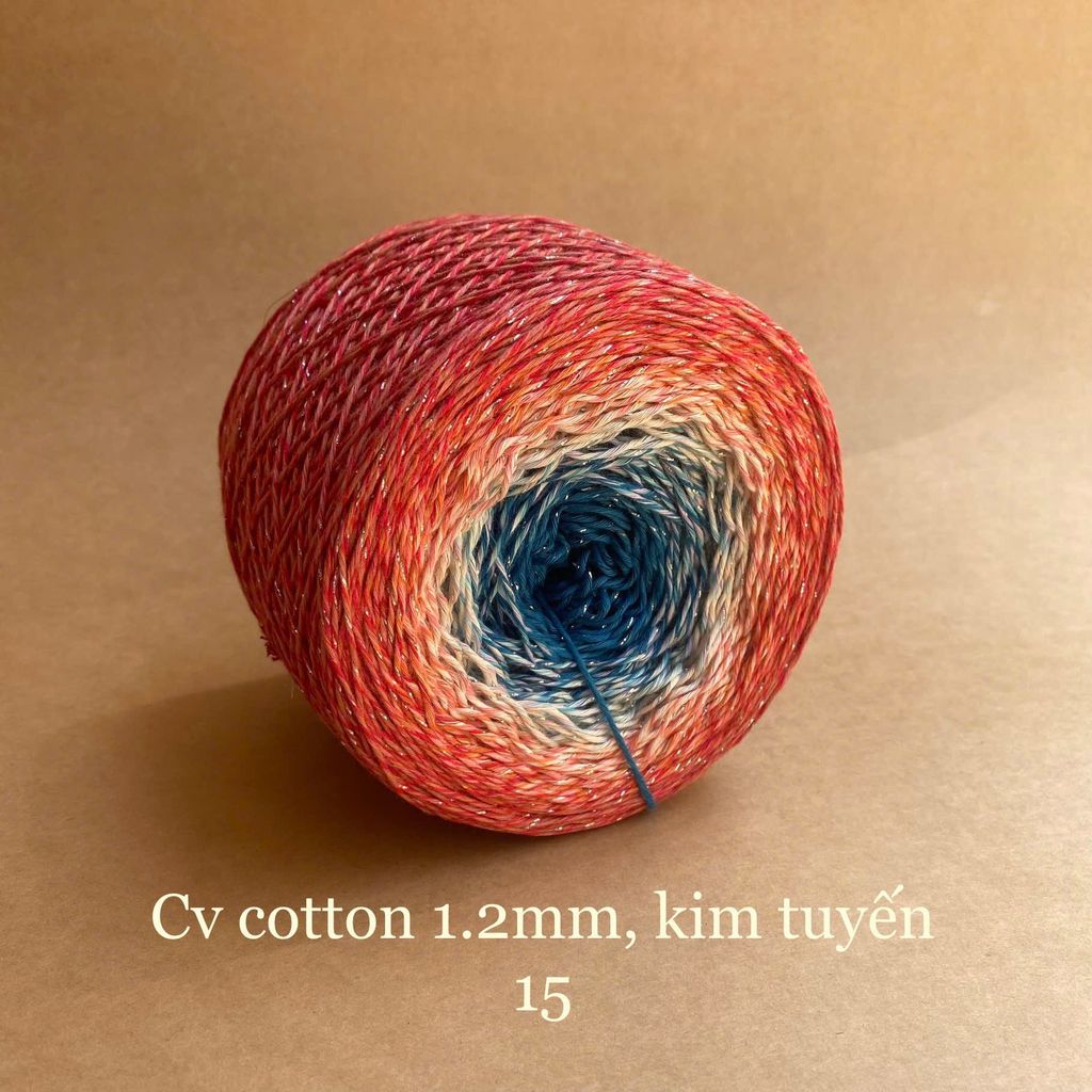 Sợi cầu vồng Cotton 1.2mm, kim tuyến