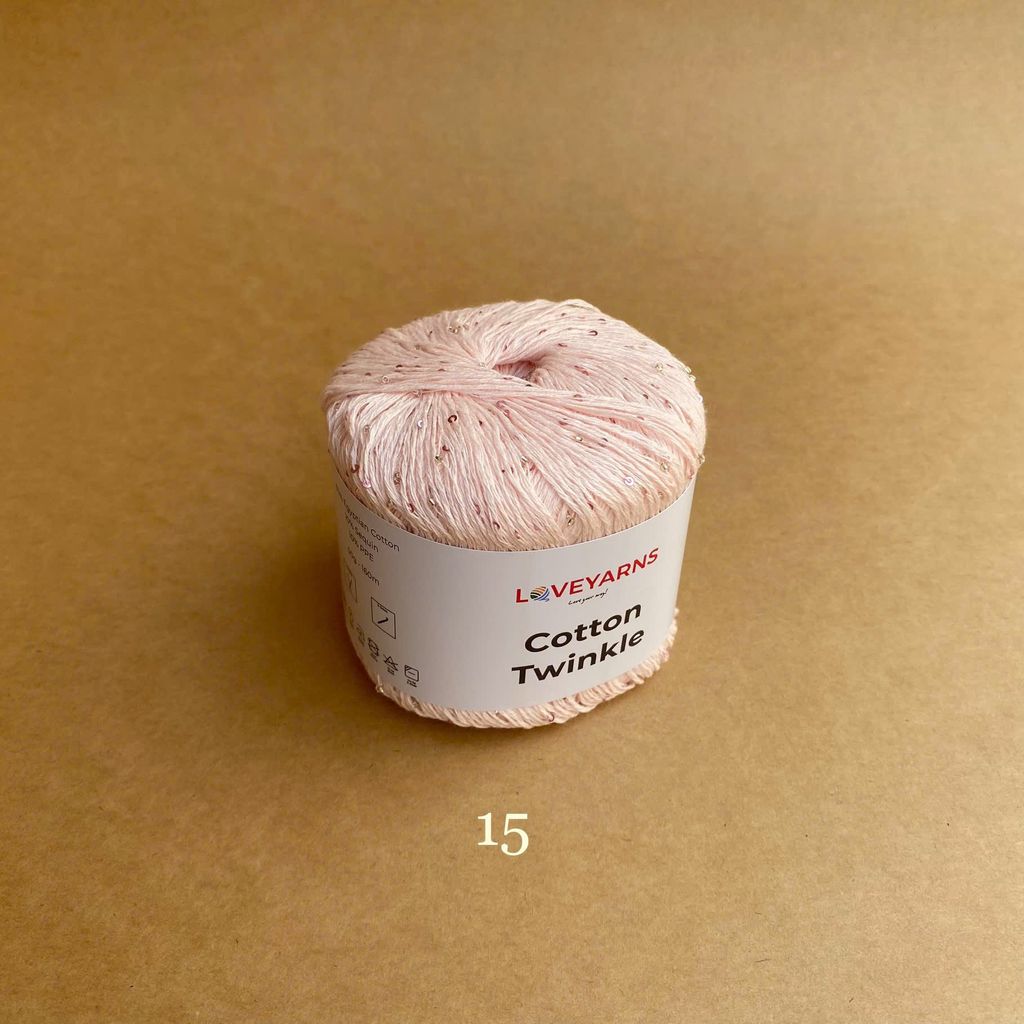 Sợi lấp lánh Cotton Twinkle nhập từ Loveyarns, đan móc áo, váy, khăn