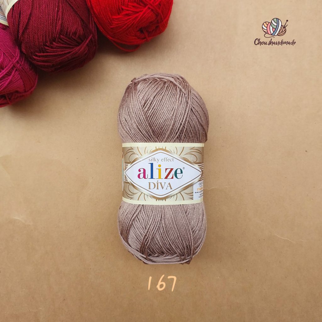 Sợi acrylic bóng Diva nhập khẩu từ Alize yarns đan móc bikini, áo, váy, thú, nón cực xinh
