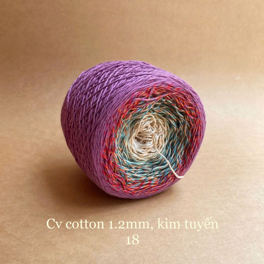 Sợi cầu vồng Cotton 1.2mm, kim tuyến