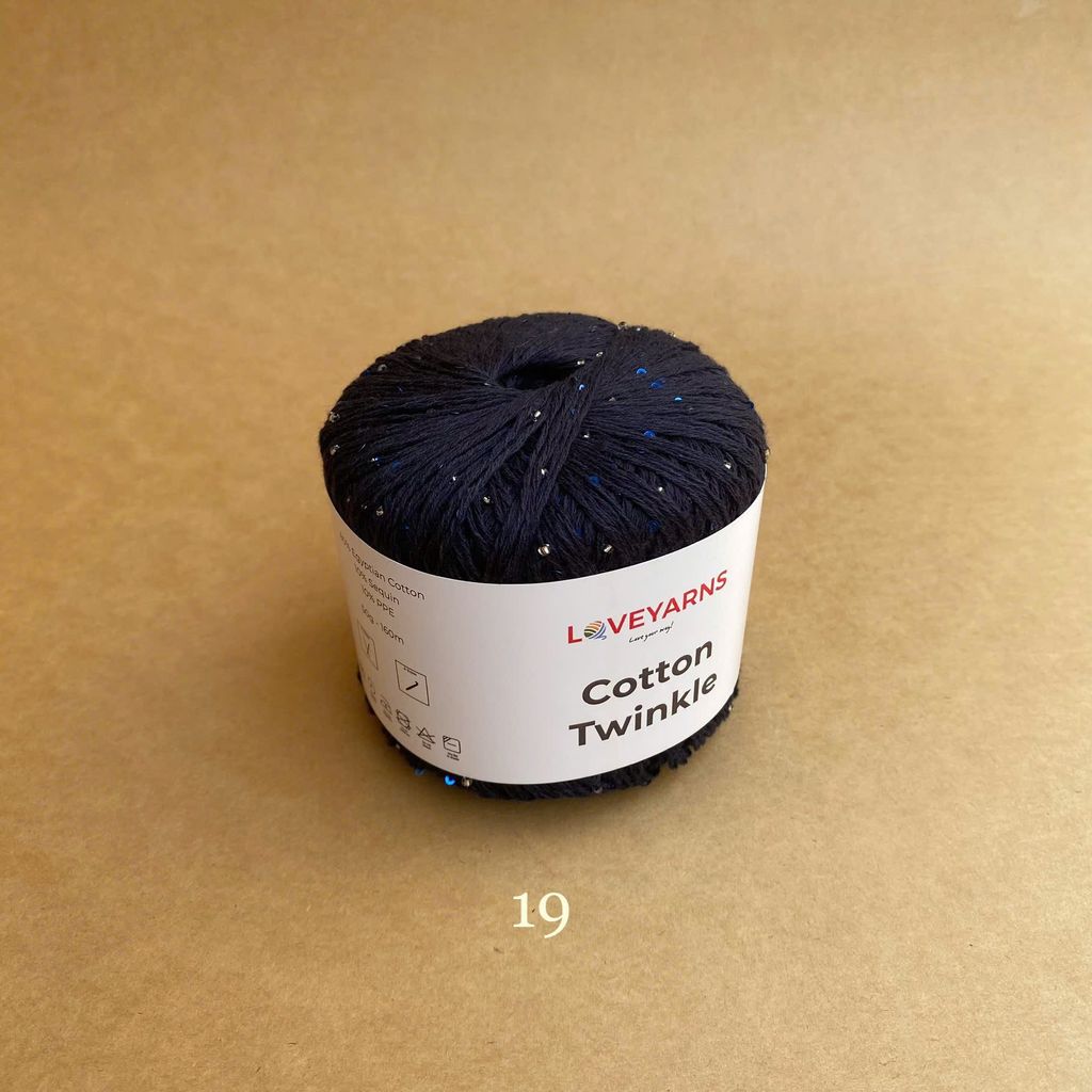 Sợi lấp lánh Cotton Twinkle nhập từ Loveyarns, đan móc áo, váy, khăn
