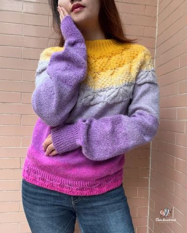 Len cầu vồng ấm Flower Alpaca nhập khẩu từ Yarnart, đan móc áo, áo choàng, váy, nón