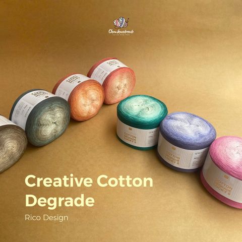 Cuộn cotton cầu vồng sợi chập Creative Cotton Degrade hãng Ricodesign đan móc áo, khăn, váy