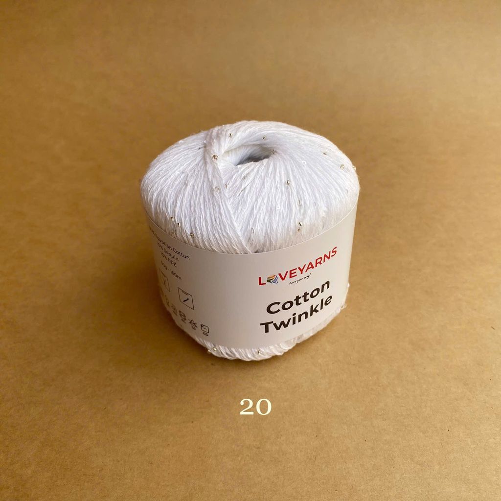 Sợi lấp lánh Cotton Twinkle nhập từ Loveyarns, đan móc áo, váy, khăn