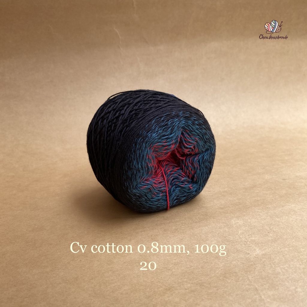 Sợi cầu vồng Cotton 0.8mm cuộn 100g, Chouihandmade, đan móc áo, váy