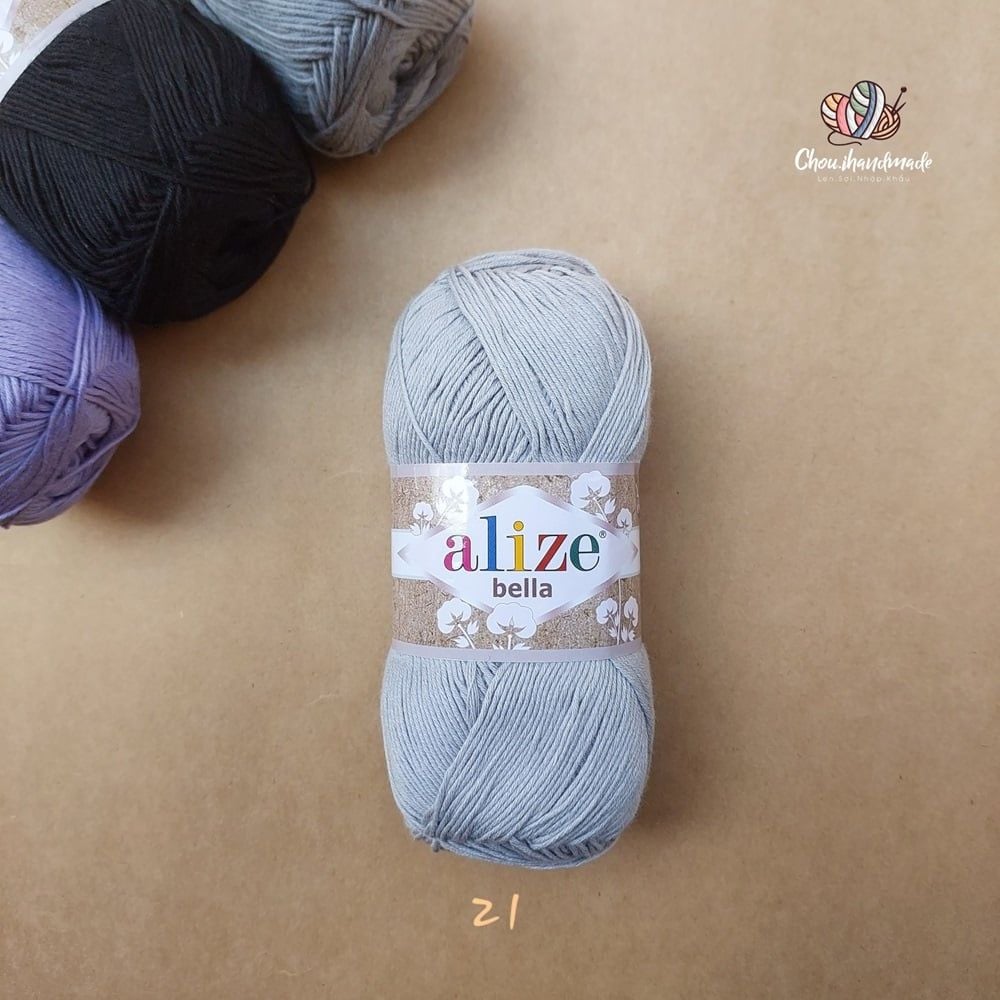 Sợi cotton hè trơn Bella nhập khẩu từ Alize Yarns đan móc áo, váy, khăn hè, mềm mại và mát