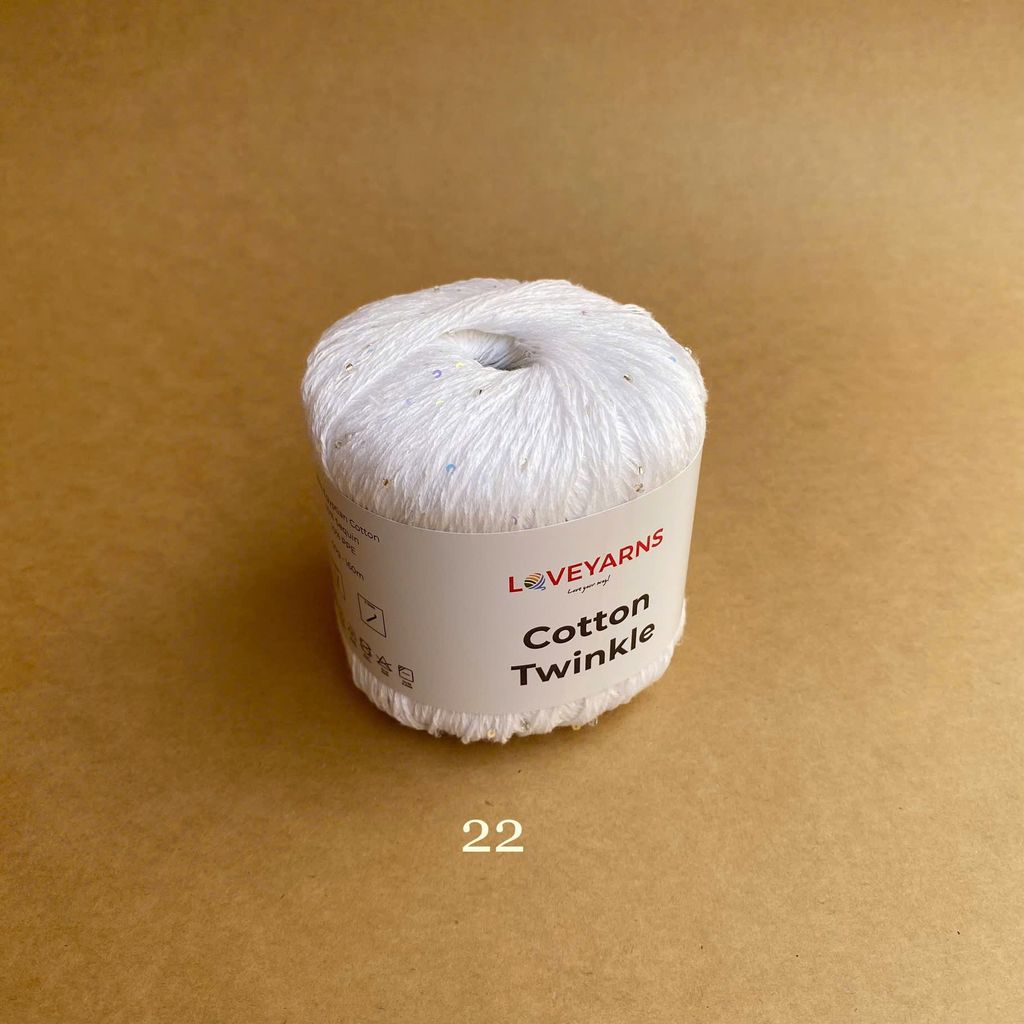 Sợi lấp lánh Cotton Twinkle nhập từ Loveyarns, đan móc áo, váy, khăn