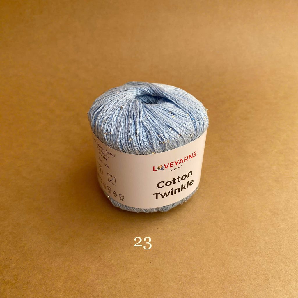 Sợi lấp lánh Cotton Twinkle nhập từ Loveyarns, đan móc áo, váy, khăn